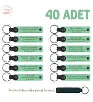 Açık Yeşil, Bebek Mevlidi Hatırası İçin İsim Yazılı Anahtarlık 40’lı Set, Hediyelik Armağan