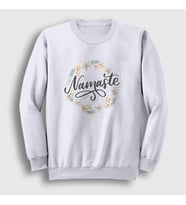 Presmono Unisex Beyaz Namaste Meditasyon Hediye Yoga Sweatshirt 512771tt
