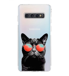 PrintiFy Samsung Galaxy S10 ile Uyumlu Kedi 3 Kamera Korumalı Şeffaf Kılıf