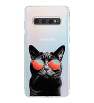 PrintiFy Samsung Galaxy S10 ile Uyumlu Kedi 3 Kamera Korumalı Şeffaf Kılıf