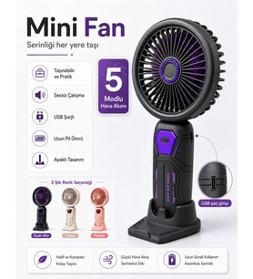 Cooler Star Taşınabilir Mini Fan 5 Kademeli & USB Şarjlı Masaüstü El Fanı