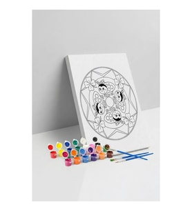 Uğur Böceği Desenli Mandala Tuval Boyama Seti 40x50 cm