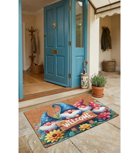 Valerine Life Kapı Önü Paspası 45x70cm Kaymaz Taban Dekoratif iç Dış Mekan Çiçekler ve Cüceler