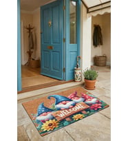 Valerine Life Kapı Önü Paspası 45x70cm Kaymaz Taban Dekoratif iç Dış Mekan Çiçekler ve Cüceler