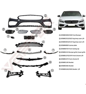 MERCEDES - ÖN TAMPON SET AMG (ALT KROMLU) W205 2014-