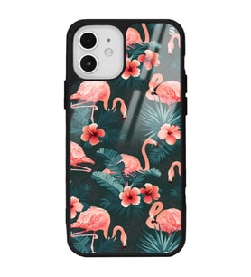 iPhone 12 Flamingo Leaf Tasarımlı Glossy Telefon Kılıfı