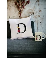 D Harfi Kupa Bardak ve Yastık Set (Beyaz)