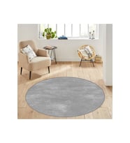 Eliana Home Baskılı, Yıkanabilir Kaymaz Taban Yuvarlak Halı LNA7096 120x120 cm (Gri)