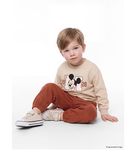 LCW baby Bej Mickey Mouse Baskılı Erkek Bebek Takım