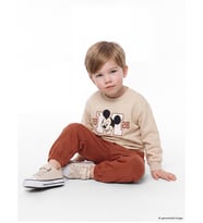 LCW baby Bej Mickey Mouse Baskılı Erkek Bebek Takım