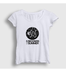 Presmono Kadın Beyaz Logo 5 Seconds Of Summer T-Shirt 79009tt (Beyaz)