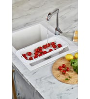 Lavoba İçi Sürgülü Açılır Kapanır Sebze Meyve Süzgeci Beyaz (Açık 38,5 Cm Kapalı 34,50 Cm )