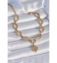 Çelik Gold Renk Zincir Model Kilit Figür Kadın Bileklik - Tj-Bb6434