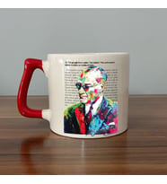 Kişiye Özel İsim Yazılı Renkli Atatürk Baskılı Gençliğe Hitabe Yazılı Kırmızı Kulplu D Kupa (Beyaz)