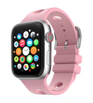 Apple Watch 7 41mm Uyumlu Delikli Tasarım Zore KRD-147 Silikon Kordon (Pembe)