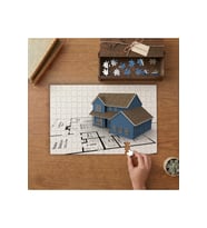 Konut Projesi - Maket Ev - Emlak Tasarımı 240 parça Ahşap Puzzle Ahşap Kutuda MP01548