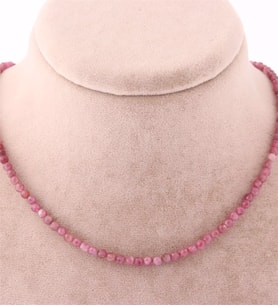 Turmalin Taşı Doğal Taş Kolye-Bileklik Takımı-3-4MM Pembe TS015