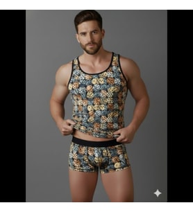 Mulvxbrf Brf02 Erkek Desenli Tank Top Boxer Takımı (Mulvix)