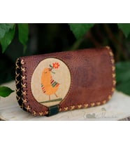 Kuş Figürlü Büyük Cüzdan Etnik Bohem Retro Vintage Style - KAHVERENGİ