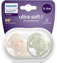 Avent Ultra Hava Emziği Ortodontik ve BPA, Ekstra Havalandırma Delikleri 0-6 Ay (Erkek Tasarımı) 2'li Paket