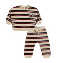 Civil Baby Çizgili Nakışlı 6-18 Ay Takım - Bej (Taş)