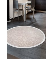 Dijidekor Halı Vizon Elit Yıkanabilir Saçaklı Yuvarlak Kesme İnce Yolluk Kilim Salon Halısı Modeli (Açık Vizon)