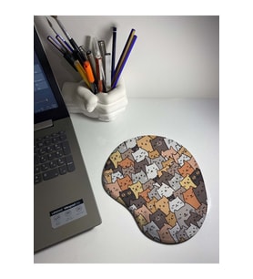 Kediler Desenli Bilek Destekli Mouse Pad