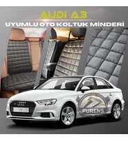 Audi A3 Antrasit Renk Tay Tüyü Cepli & Terletmez Sırtlı Oto Koltuk Minder Seti - Koltuk Koruma Kılıfı (ÖN & ARKA TAM SET)