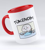 Bk Gift Tükendim Tasarımlı Kırmızı Kupa Bardak - Model 1