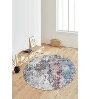 Dijital Baskılı Kaymaz Taban Yıkanabilir Yuvarlak Salon Halısı Koridor Halısı Paspas NDY-SD-382 (Mavi)