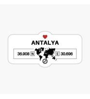 Antalya Gps Harita Sticker Oto Araba Yapıştırma 17CM yazı 18