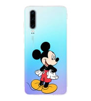 Huawei P30  Kamera korumalı Kapak Mickey Mouse Tasarımlı  Şeffaf Kılıf
