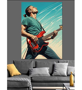 Elektrik Gitar Çalan Adam Dekoratif Kanvas - Mdf Ahşap Tablo
