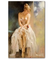 Cakatablo Ressam Daniel Gerhartz Beyaz Elbiseli Kadın Yağlı Boya Görsel MDFTablo
