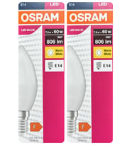 (2 Adet) Ledvance 7,5W Sarı Işık (2700K) E14 Duylu (İnce Duy) Led Ampul