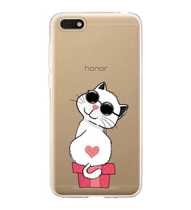 Huawei Honor 7s Uyumlu Kapak Coolcat Tasarımlı Şeffaf Silikon Kılıf