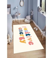 Dijital Baskılı Kaymaz Taban Yıkanabilir Kolay Temizlenir Modern Çocuk Odası Halısı NDÇ-SD-469 (Krem)