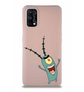 Realme 7 Pro Soft Premier Kapak Plankton Tasarımlı Silikon Kılıf - Pudra (Şeffaf)