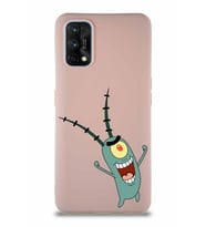Realme 7 Pro Soft Premier Kapak Plankton Tasarımlı Silikon Kılıf - Pudra (Şeffaf)