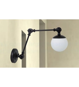 Mylights Akrobat Opal Camlı Okuma Lambası Duvar Aplik Siyah