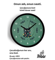 İsme Özel Yılbaşı Çocuk Odası Duvar Saati Orta Boy 30 cm Siyah Camlı Sessiz