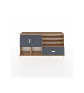 Arges Konsol 7 Raflı Tek Çekmeceli 2 Kapaklı 176x30x99 Çam-Antrasit