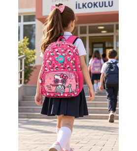 Hello Kitty Kız Çocuk İlkokul Çantası Pembe Günlük Kullanıma Uygun Sırt Çantası 42 x 27 x 15 cm