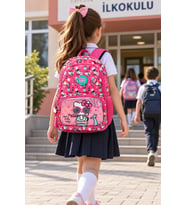 Hello Kitty Kız Çocuk İlkokul Çantası Pembe Günlük Kullanıma Uygun Sırt Çantası 42 x 27 x 15 cm