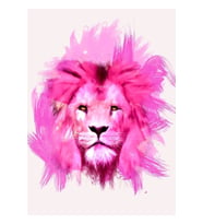 Pembe Aslan Tablo Ahşap Poster Dekoratif