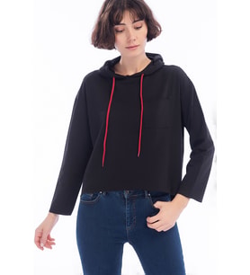 8412779 İkiiplik Arkası Fermuarlı Kapşonlu Sweat SIYAH (Siyah)