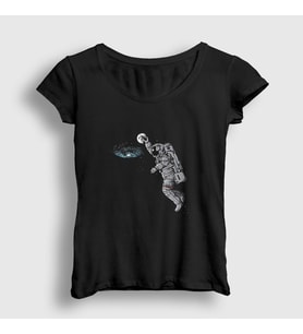 Presmono Kadın Siyah Basketball Astronaut Space Astronot Uzay T-Shirt 282223tt