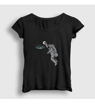 Presmono Kadın Siyah Basketball Astronaut Space Astronot Uzay T-Shirt 282223tt
