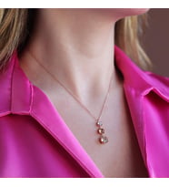 Renkli Swarovski Taşlı Rose Gold Kaplama Gümüş Kolye