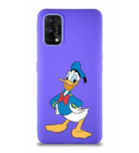 Realme 7 Pro Soft Premier Kapak Donald Duck-C Tasarımlı Silikon Kılıf - Mor (Şeffaf)